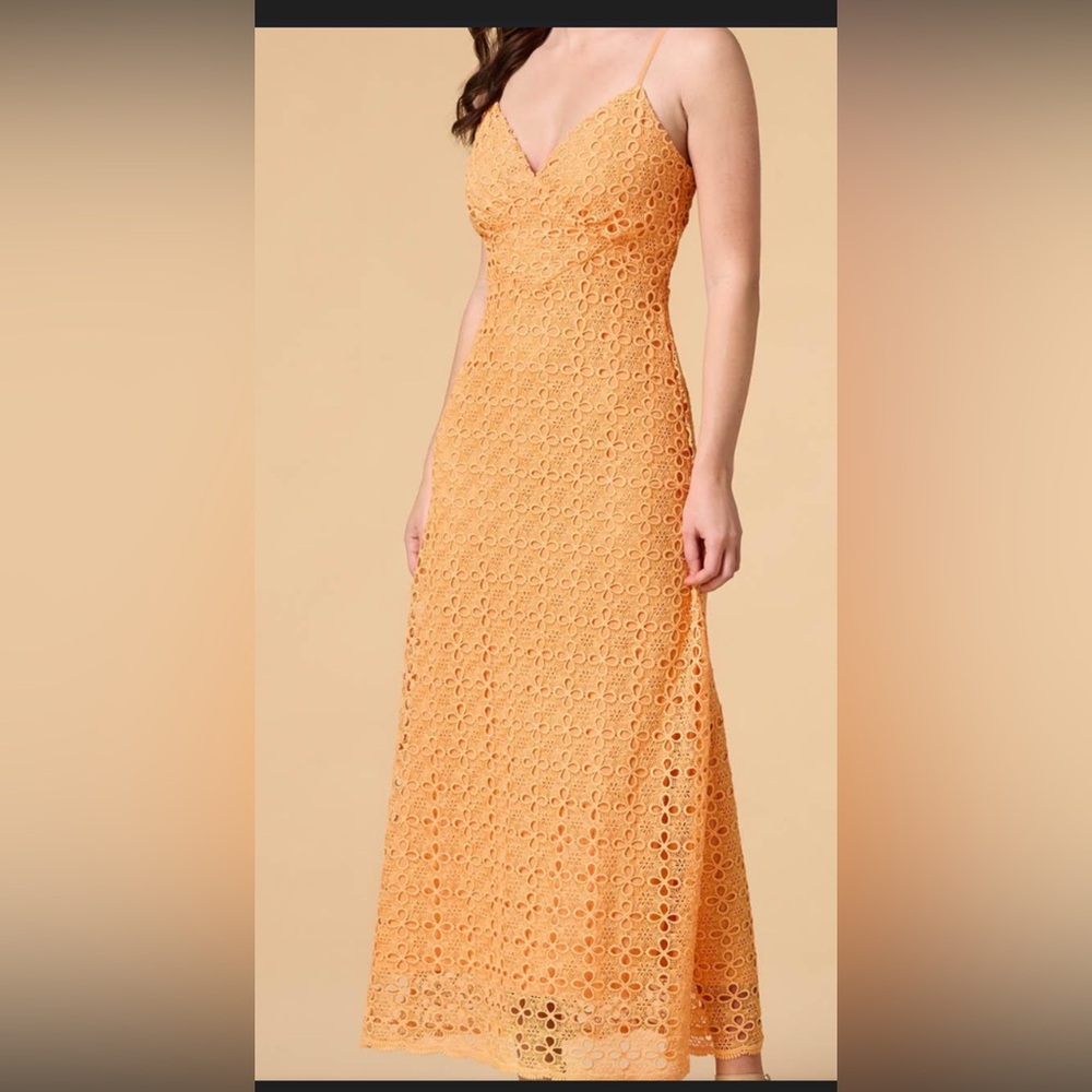 Versona Orange eyelet Maxi Dress NWT